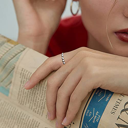 Silver Adjustable Fidget Rings, Anxiety Relief Ring, Anti-Worry Bead Rings Spinner Ring Gift For Women Men Girls #TOP3