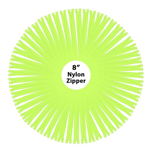 Image of Mandala Crafts 100 PCs Lime Green Closed-End 8 in Nylon Zippers for Sewing