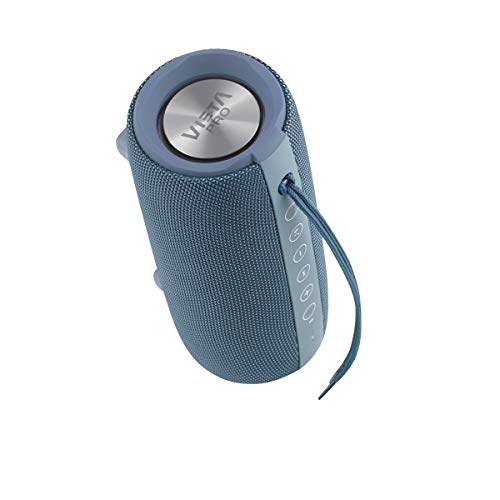 Vieta Pro Upper - Altavoz portátil (Bluetooth, Radio FM, micrófono integrado, True Wireless Dual pair, Reproductor USB, Lector de tarjeta Micro SD, Resistencia al agua IPX6) color azul