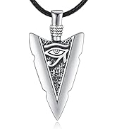 Pfeilspitze Halskette 925 Silber Ägyptische Auge des Horus Halskette Herren Leder Anhänger Wiking...