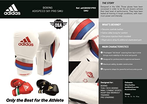 Adidas Adi-Speed 501 Pro Boxing And Kickboxing Gloves For Women & Men (Red/White/Green, 14 Oz) #TOP5
