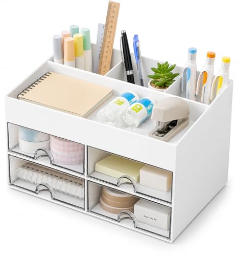Organizador Escritorio con 4 Cajones, Portalápices y Compartimentos