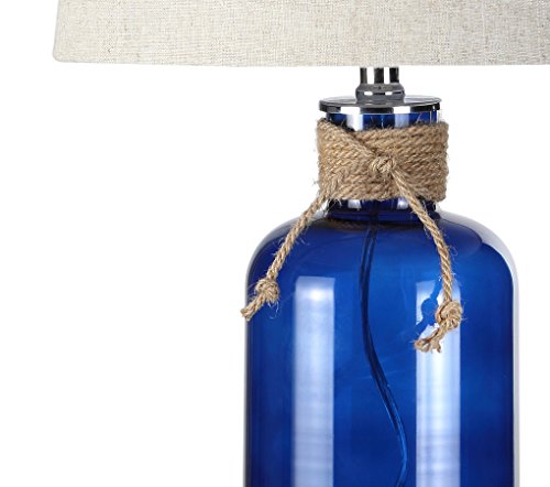 JONATHAN Y JYL1004A Azure 23.5" Glass Bottle LED Table Lamp Coastal Mediterranean Bedside Desk Nightstand Lamp for Bedroom Living Room Office College Bookcase LED Bulb Included, Cobalt/Natural - Image 5