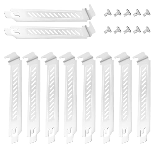 YIMATEECO Copertura per slot PCI in acciaio duro, supporto per filtro polvere, piastra di copertura per PC PC, ventilazione e protezione antipolvere (bianco, 10 pezzi)