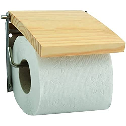 MSV 140394 Toilettenpapierrollenhalter, Bambus/Edelstahl, 13 x 15 x 1,5 cm