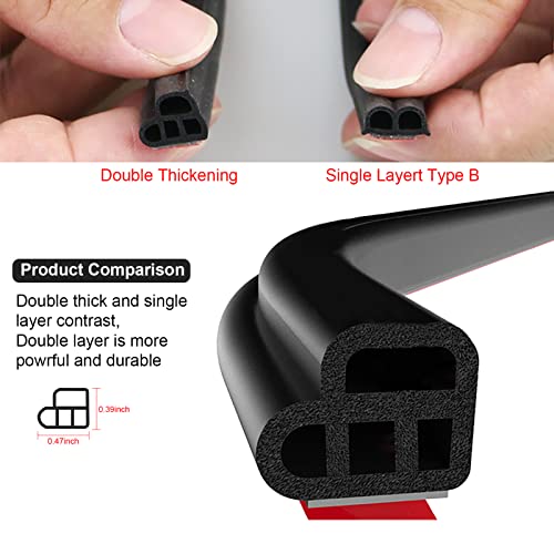 DOTAATDW Car Door Seal Strip 32.8Ft Automotive Weather Stripping Double Layer L Shape Universal Self Adhesive Auto Door Soundproofing Weatherstrip for Car Door Tailgate (10M/32.8Ft)