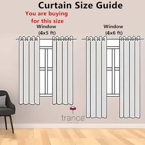 Trance Home Linen 100% Cotton 5 Feet Curtains for Windows | Printed Design Parda for Living, Bed Room Windows (Huvu Lilac - Set of 2, 5ft Window Curtains)