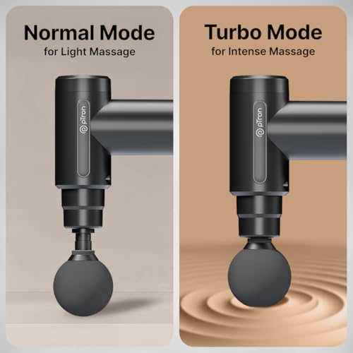 Image of pTron Revivo Z1 Deep Tissue Massage Gun for Muscles Pain Relief, 6-speed Intensity, 3000mAh Battery, 4 Massage Heads, Lightweight & Portable Full Body Gun Massager, Type C Charging (Black)