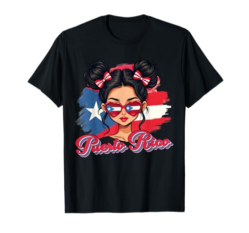 Puerto Rico Hispanic Heritage Messy Bun Puerto Rican Girls T-Shirt