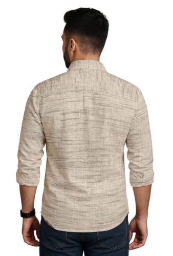Image of Men's Pure Khaadi Cotton Regular Fit Full Sleeves Striped Casual Shirt | Handloom Shirt for Office & Casual Wear