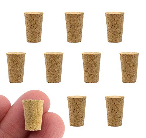 EISCO - EISCO 10PK Cork Stoppers, Size #0-7mm Bottom, 10mm Top, 13mm Length - Tapered Shape, Natural Bark Material - Great for Household & Laboratory Use
