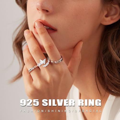Rings for Women Butterfly Ring 925 Sterling Silver 18k Gold Plated Rings Adjustable Promise Open Ring for Women Couple Wedding Engagement Jewelry Gifts2