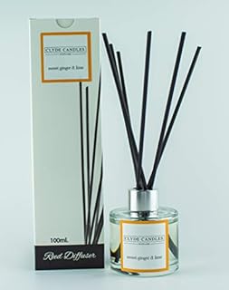 Clyde Candles Sweet Ginger & Lime Reed Diffuser, Luxury Diffuser Oil with a Set of 7 Fibre Sticks, Best Aroma Scent for Home, Kitchen, Living Room, Bathroom. Fragrance Diffusers set with sticks