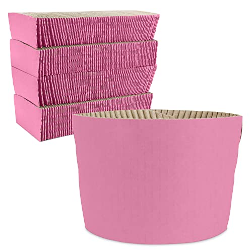 Image of FMP Brands 1000 Pack Pink Coffee Cup Sleeves Disposable for Hot Drinks, Durable Corrugated Cardboard Cup Sleeves for 12-24 oz Cups, Beverage Insulator and Hand Protection for Hot & Cold Drinks