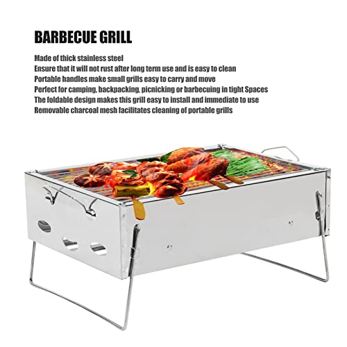 Parrilla de carbón portátil de acero inoxidable para camping y picnic al aire libre 6