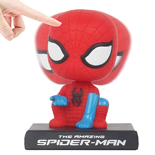 Image of AUGEN Super Hero Spider Action Man Figure Limited Edition Bobblehead with Mobile Holder for Car Dashboard, Office Desk & Study Table (Pack of 1)