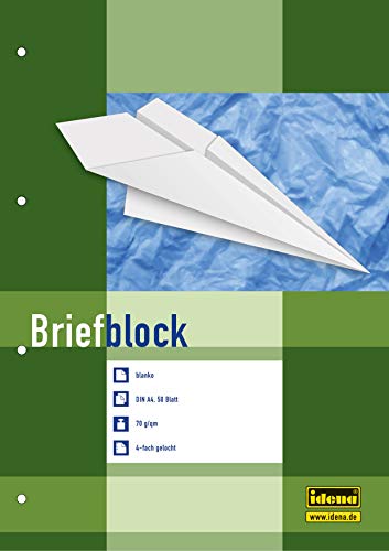 Preisvergleich Produktbild Idena Briefblock A4 50Bl. 70G / Qm,Gelocht,Blanco