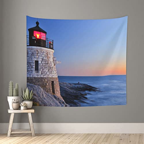 Tapisserie phare de bord de mer 3D Ousika déco murale sans percer