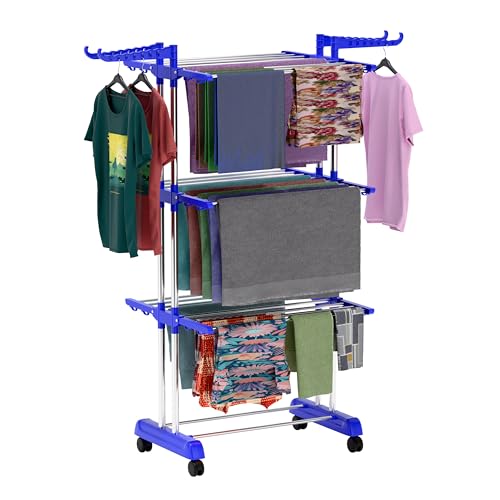 Foldable Cloth Drying Stand Stainless Steel – 3 Tier Heavy-Duty C...