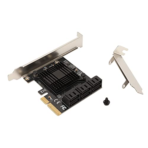 PCI E to SATA 3.0 Expansion Card - AMS1166 Chipset, 6 SATA Ports, 6.0Gbps, Compatibility, Plug and Play, for HDD/SSD Users