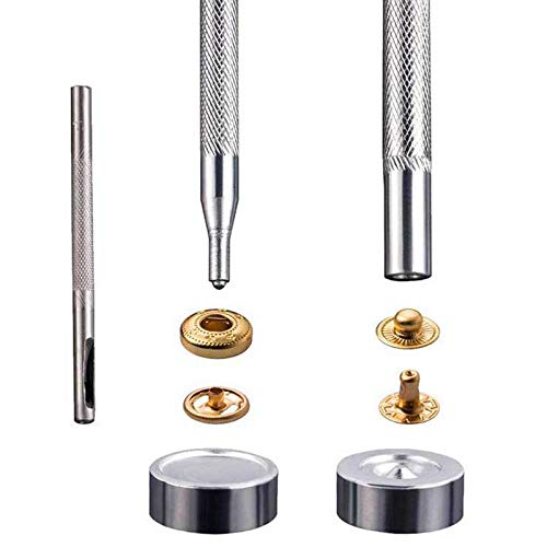 Kit Réparation Boutons-Pression | 8 Pressions + Œillets + Clous | Pour Tapis, Bâches, Vêtements | Noir
