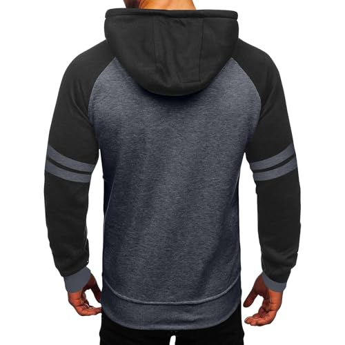 Mens Hoodies Pullover Sweatshirt Color Block Long Sleeve Patchwork Casual Hoodie with Pockets4