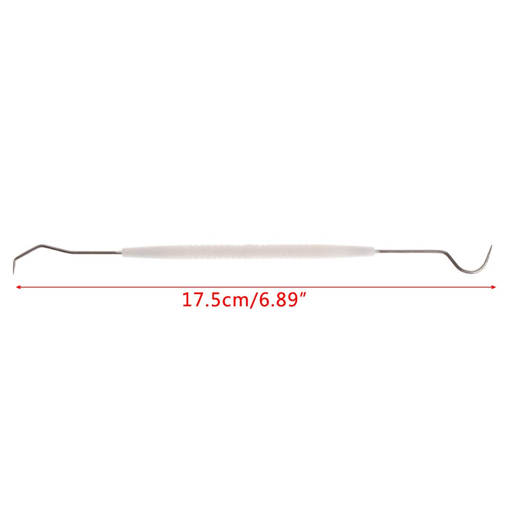 Doble para cabeza de dentista, sonda de higiene limpia, gancho de acero inoxidable, diseño ergonómico de mango para drenar, cesta de drenaje de verduras, cesta de drenaje de fregadero, cuenco