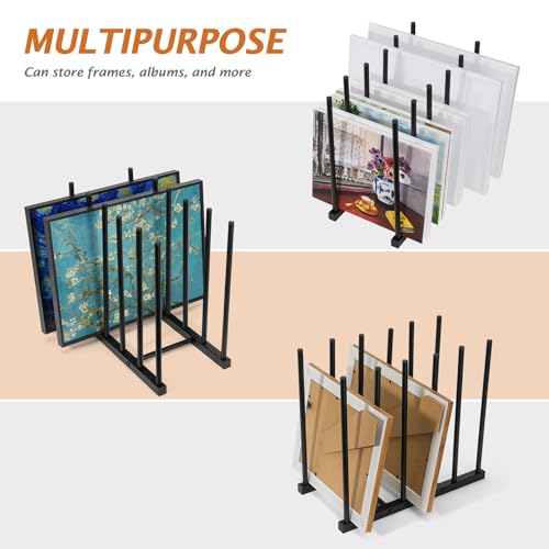 Image of ikkle Art Storage Rack Painting Canvas Storage Rack for Display, Metal Drawing Printing Rack for Canvas Frames, Black