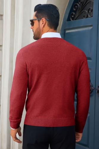 Image of Runcati Mens Crewneck Sweaters Casual Knit Lightweight Dress Sweater Long Sleeve Slim Fit Fall Winter Pullover
