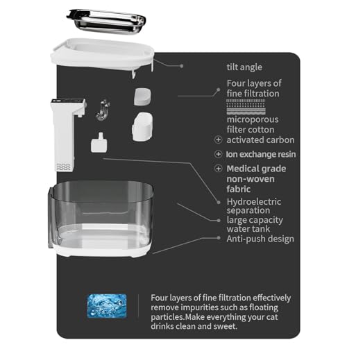 Fuente de agua automática para gatos 4.5L recargable USB miniatura 3