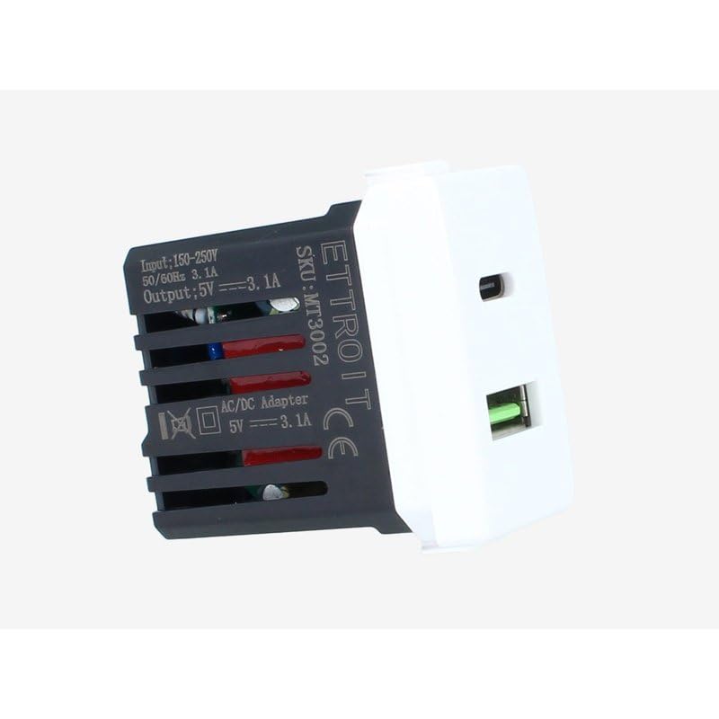 Caricatore Doppio USB 2IN1 Type-A + Type-C Per Bticino Matix | Elektronova 5Vdc 3.1A Bianco – Confezione 2 Pezzi