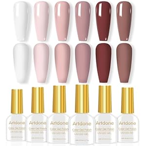 Artdone Sheer Gel Nail Polish Set Jelly UV Gel 6 Colors Translucent Milky White Pink Nude Brown Colors Nail Polish For All Seasons