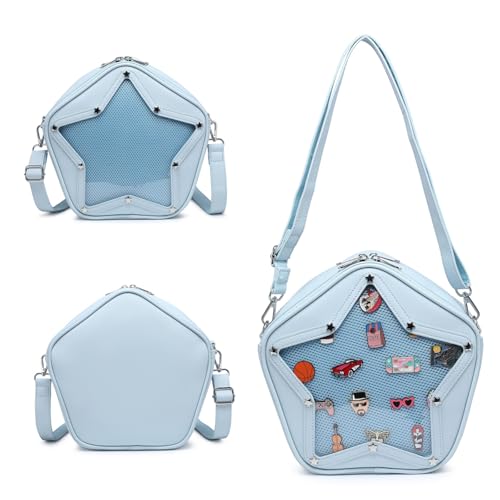 Image of Star PU Ita Crossbody Y2K Aesthetic Clear Pin Window Kawaii Anime Purse | Star Design For Cosplay, Meetups & Daily Y2K Outfits