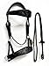 AMAZING HORSE STUFF Sidepull Bitless Bridle with Designer Hand Carving On Brow & Noseband Oval Shaped Full Black (Cob)