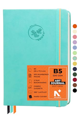Image of NEORAH - B5 - ART JOURNAL | 200Gsm Dotgrid Notebook |160 Pages(25.0 x 17.5 cm) | Lay Flat |Hard Cover Bullet - Journal | 3 Bookmarks |Elastic Closure | Inner BackPocket | Ideal- Bujo,Art (TEAL)