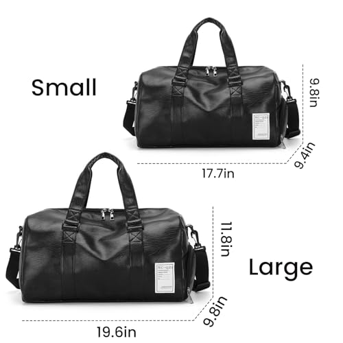 FUNSEED Gym Duffle Bag for Women and Men, Weekender Travel Overnight PU Carry-on Luggage (Large)2