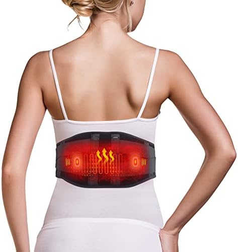 FEETMOR Heating Pad for Back Pain Relief - Heated Back Massage,7.4V Rechargeable 3000mAh Lithium Battery Electric Back Massage, Back Heating Pad for Lower Back, Heated Back Brace for Men (S/M 45")