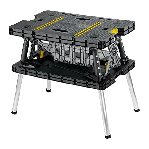 Keter Stand, Woodworking Tools and Accessories with Included 12 Inch Wood Clamps - Easy Garage Storage, Black/Yellow, Weight Capacity: 1000 lbs Cover