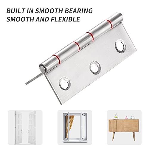 10 Stück Edelstahlscharniere, Klappbare Hintere Scharniere Steckverbinde, Edelstahl Tür-Scharnier Scharniere mit 60 Stück Schrauben für Schränke, Fenster, Türen（63 x 44 x 1mm）