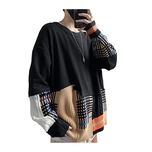 camisolas de pulôver masculinas Camisola dos homens Luxo Patchwork O-pescoço Pullovers Coreano Moda