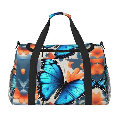 Sac de sport papillon bleu et noir One Size pour gym et voyage