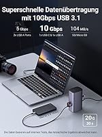 UGREEN USB C Docking Station Triple Display für MacOS und Windows, 2HDMI DP 4K@60Hz, 10Gbps USB Datenports, PD 100W, Ethernet, Audio, SD/TF, 12 IN 1 Dock für MacBook, Surface, Lenovo, Dell, HP usw. – Ansicht 7