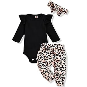 Aalizzwell Preemie Newborn Infant Baby Girls Clothes Ribbed Romper Bodysuit Pants Set Fall Winter Outfits