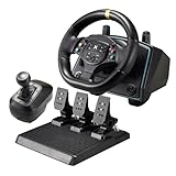 DOYO Gaming Steering Wheel with Pedals and Shifter, 1080° Racing Wheel, Hall Effect Pedals, Vibration Feedback, Paddle Shifters, Steering Wheel for PC/Xbox One/Xbox Series X/PS3/Switch - Plug & Play
