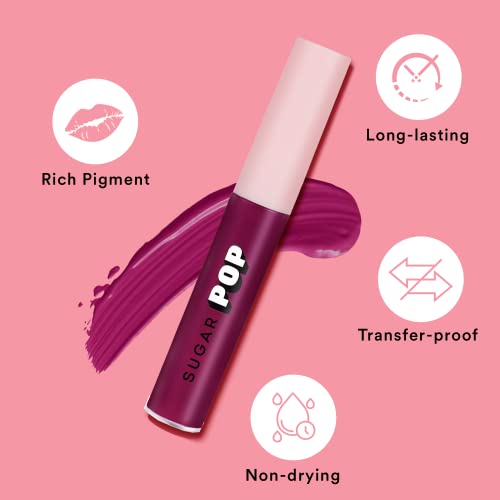 Image of SUGAR POP Liquid Lipstick - 03 Fuchsia (Fuchsia Pink) - 2.5 ml - Velvet Matte Texture, Non-drying Formula, Transfer Proof, Long Lasting, Rich Hydrating Pigment | All Day Wear Lipstick for Women
