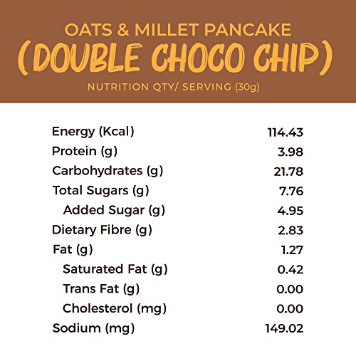 Image of Foodstrong Oats and Millets Double Choco Chip Pancake Mix, High Protein & Fibre, No Maida, No Refined Sugar - Made With Jaggery, Eggless Instant Breakfast Mix 250G (Pack Of 2)