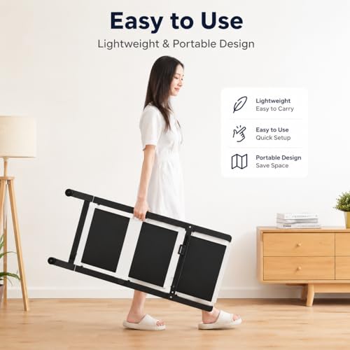 Image of 3 Step Folding Ladder Heavy Duty Steel Step Stool with Anti-Slip Wide Pedals & Rubber Feet, Portable Foldable Household Kitchen Ladder, Compact Utility Stool for Home Adults, Closet, RV & Indoor Use
