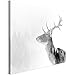 Produktbild Revolio 40x30 cm Leinwandbild Wandbilder Wohnzimmer Modern Kunstdruck Design Wanddekoration Deko Bild auf Leinwand Bilder 1 Teilig - Natur Hirsch Nebel Bäume schwarz-weiß