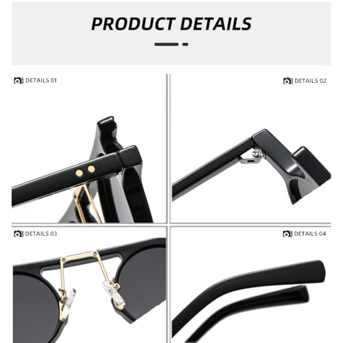 Lunettes de soleil rondes punk avec détails rivets colorés