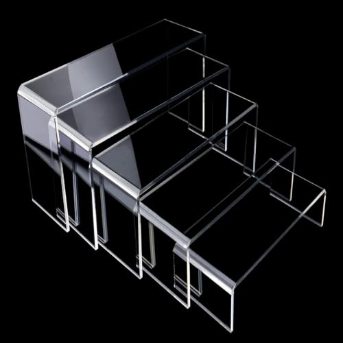 talifoca 5 Stück Acryl Display Riser Stand, Durchsichtiges Makeup Schmuck Display Halter Cupcake Dessert Ständer Halter Für Pop Figuren Sammlerstücke Tischdekoration